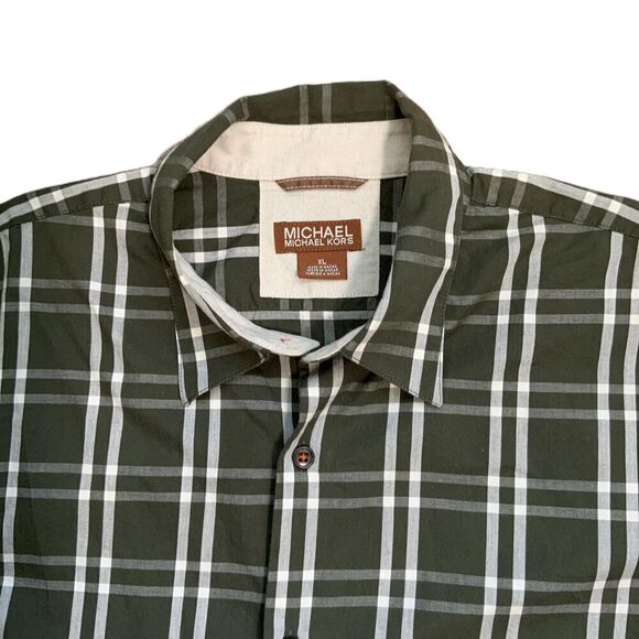 Michael Kors Green Plaid Long Sleeve Collared Button Up Preppy Mens Shirt XL - Picture 2 of 10